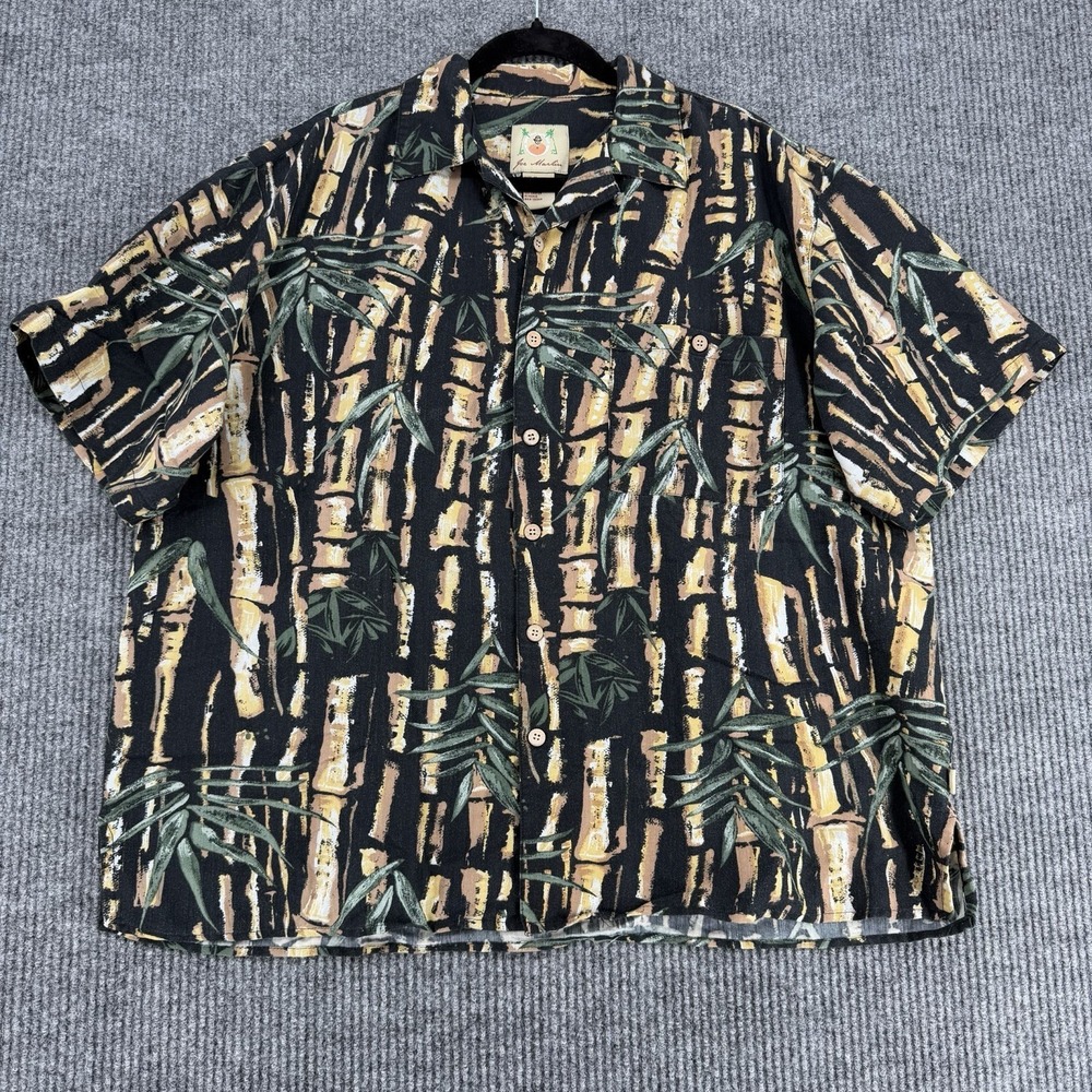Joe Marlin Hawaiian Shirt Men's XL Bamboo Tropical Camp Aloha Rayon
